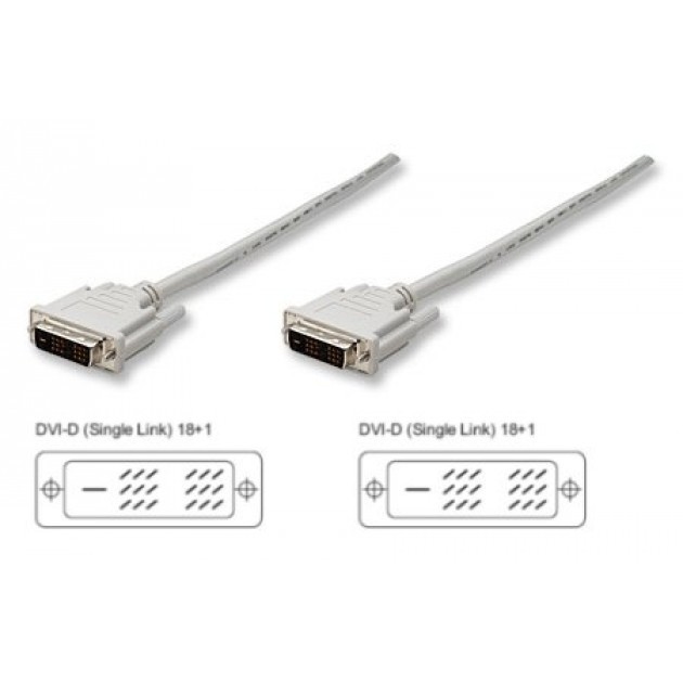 Cavo Monitor DVI digitale M/M Single Link 1,8 mt (DVI-D)